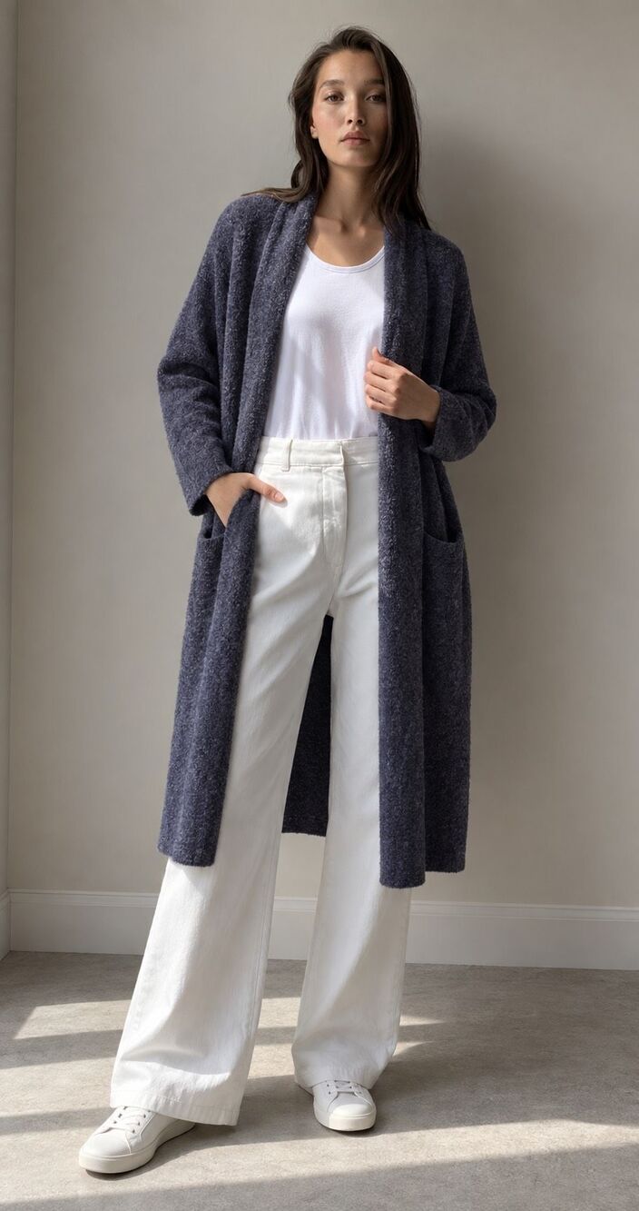 NWOT Aritzia The Communtiy Heather Navy Wool Yak Long Duster Cardigan , Sm $228